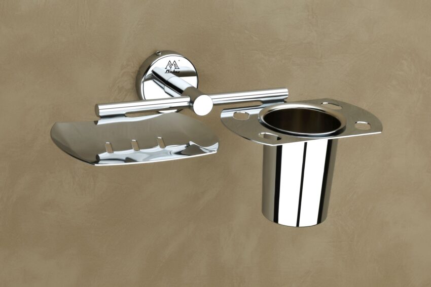 SS Soap Dish With Toothbrush Holder