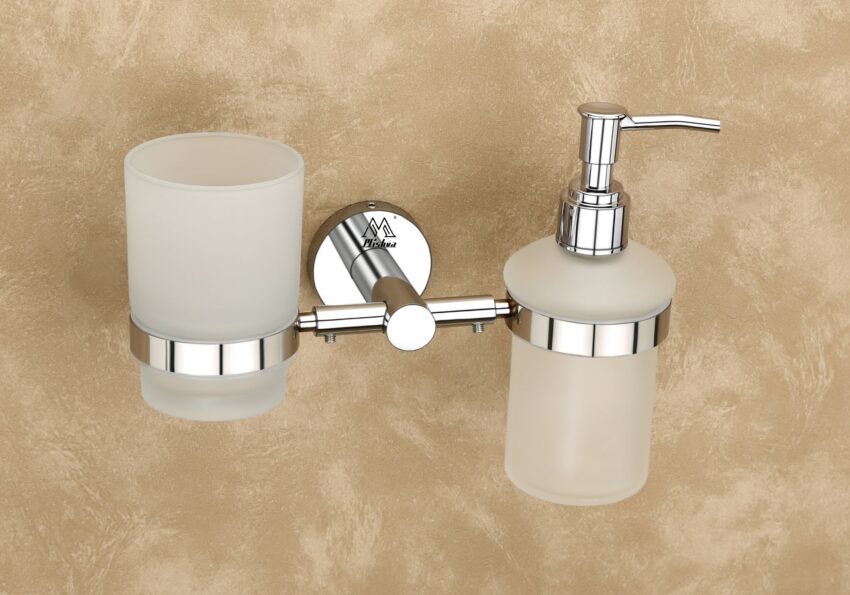 SS Soap Dispenser With Toothbrush Holder